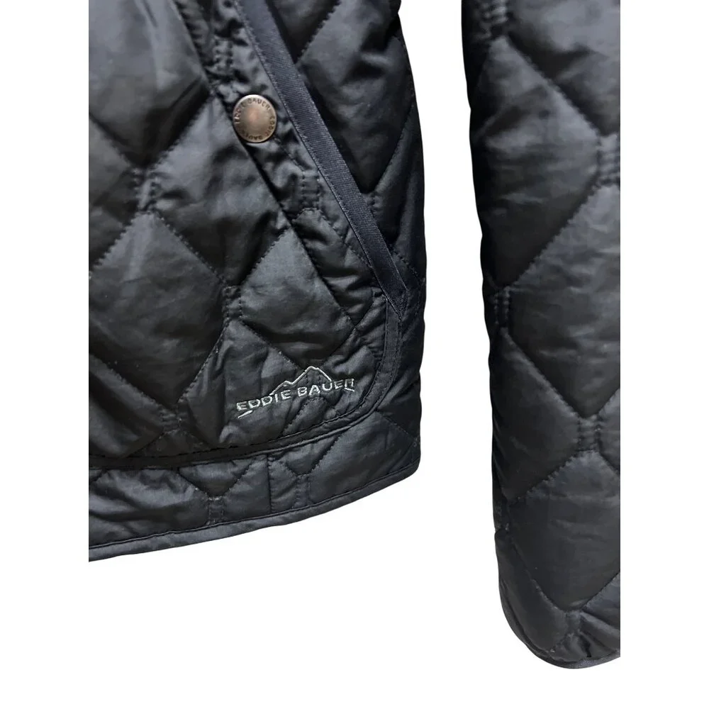 Eddie Bauer Black Quilted Insulated Chore Coat